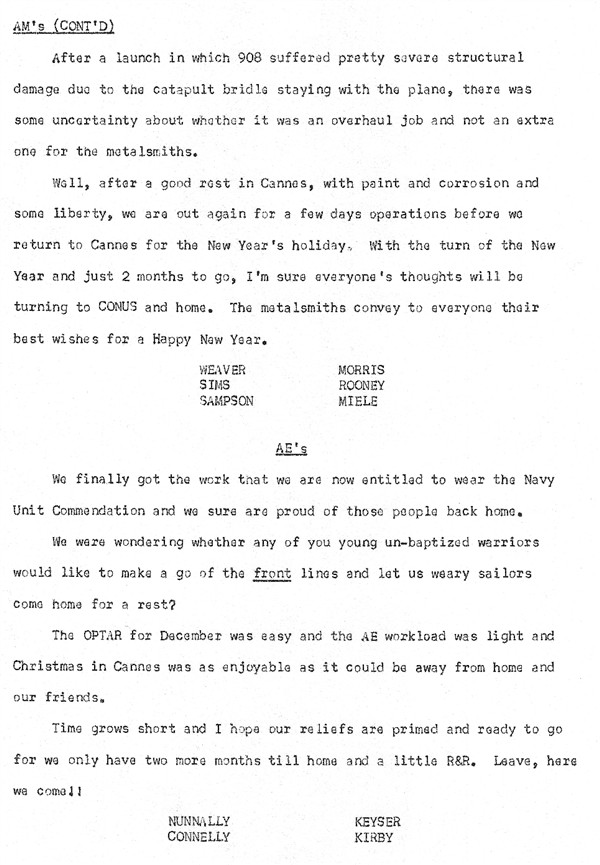 December 1962 Newsletter