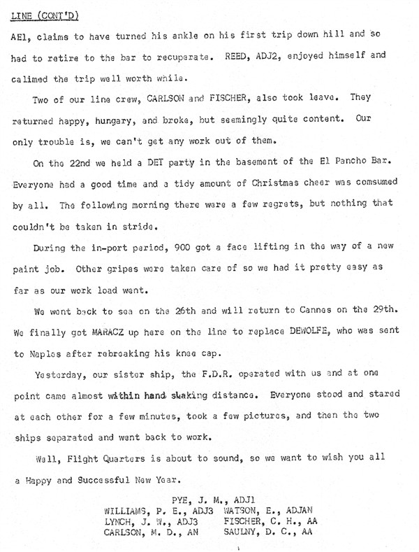 December 1962 Newsletter