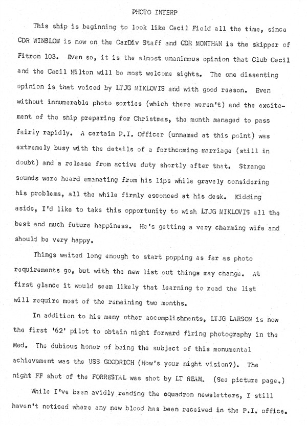 December 1962 Newsletter