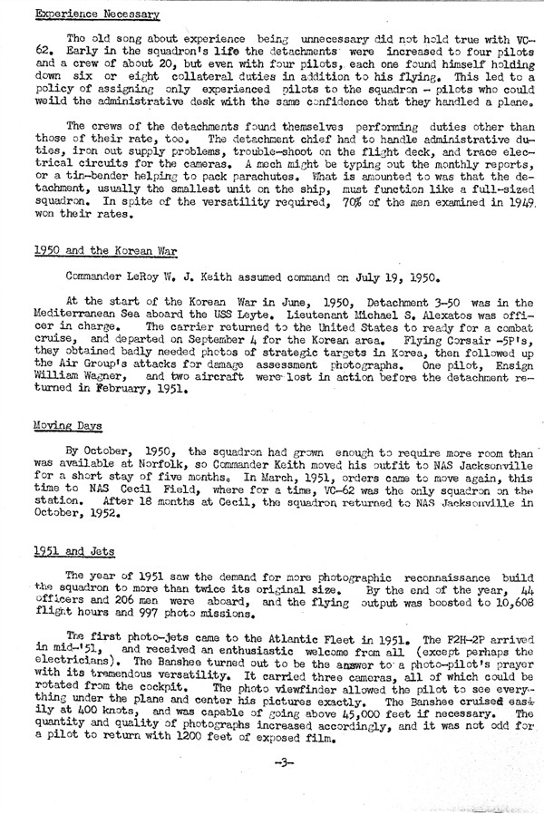 VC-62 History 1949-56