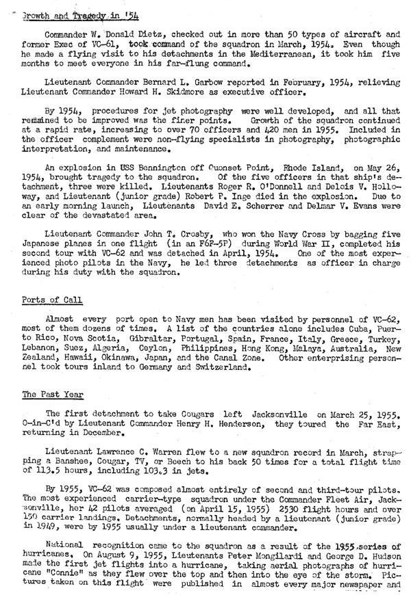 VC-62 History 1949-56
