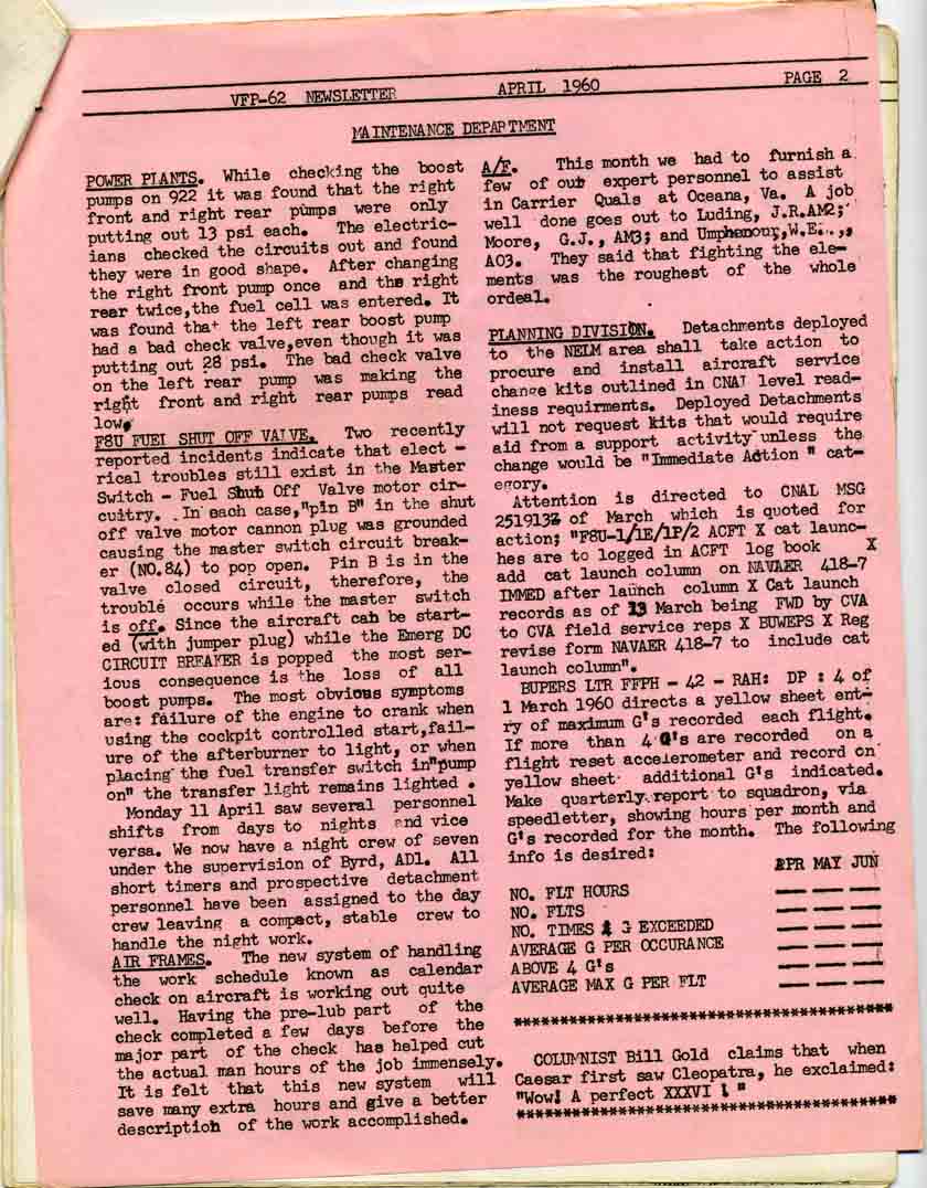 April 1960 Newsletter