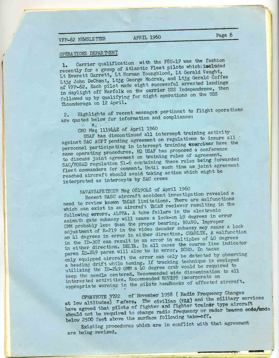 April 1960 Newsletter