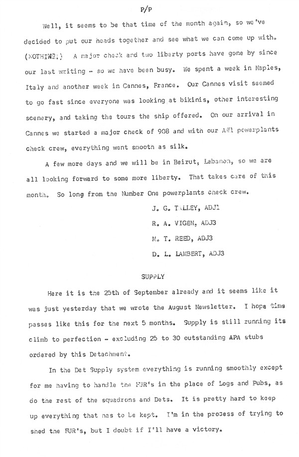 September 1962 Newsletter