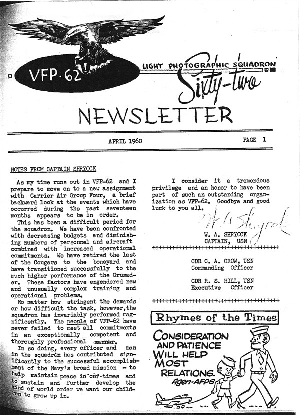 April 1960 Newsletter