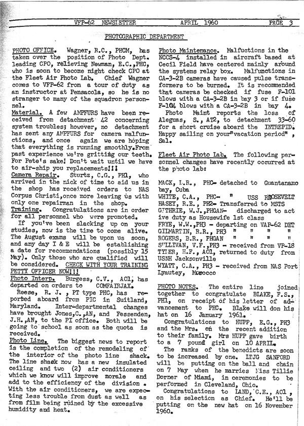 April 1960 Newsletter