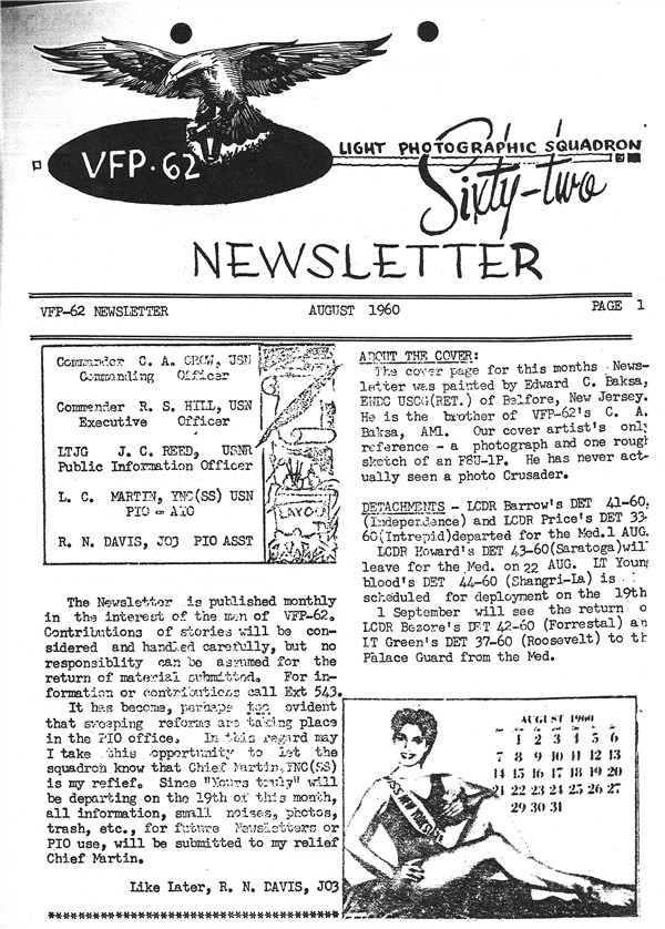 August 1960 Newsletter