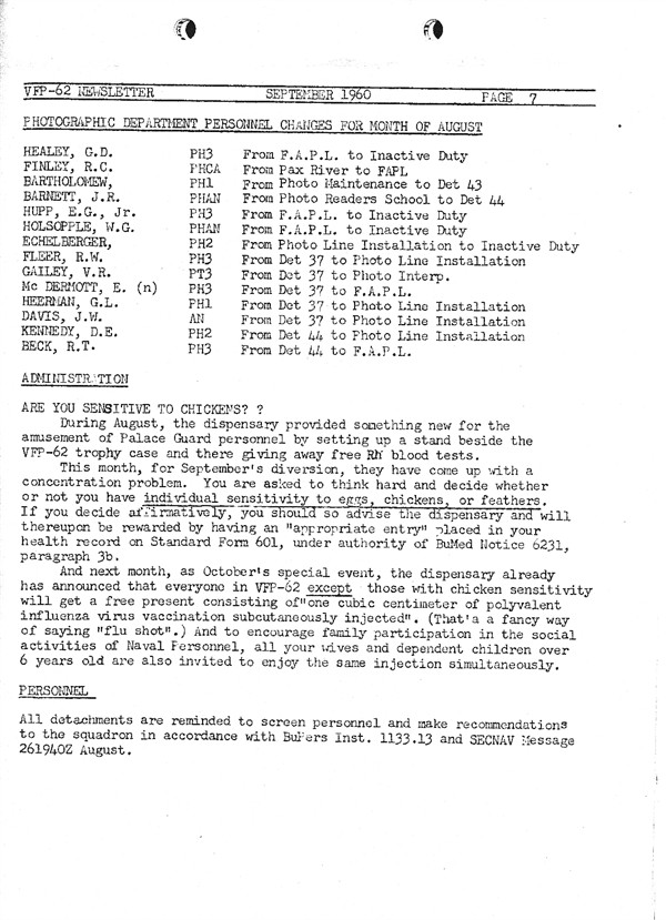 September 1961 Newsletter